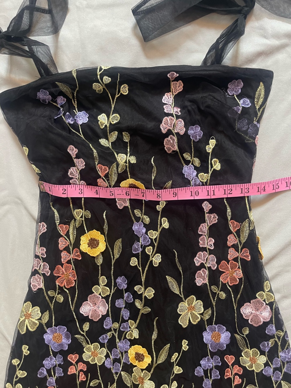 Lulus ✨ Thriving Poise Black 3D Floral Embroidered Tie-Strap Maxi Dress - Picture 13 of 16